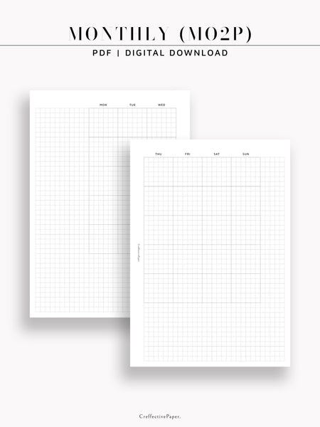 M128 | Monthly Planner, MO2P, Gird