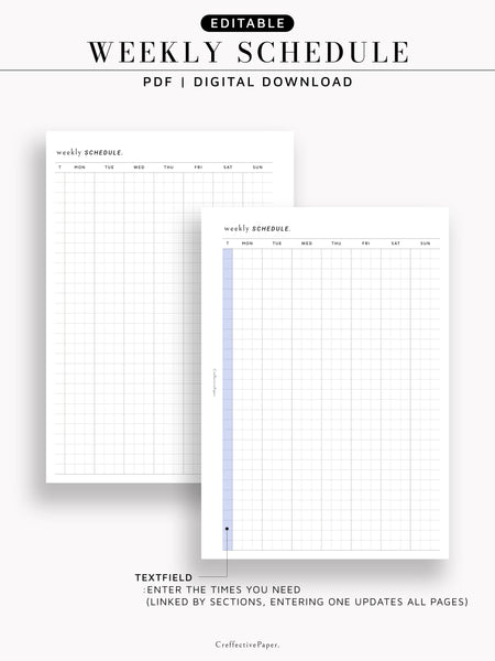 W135 | Editable Weekly Schedule (WO1P)