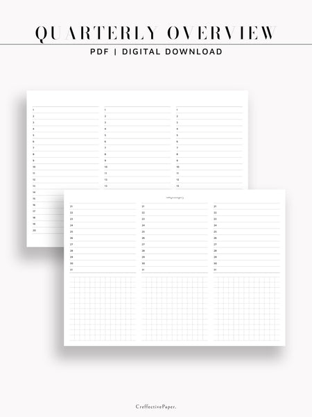 Y113 | Quarterly Overview, Horizontal Layout