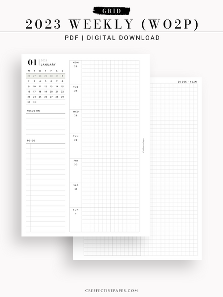 Printed POCKET PM Small Size Weekly Planner Inserts 
