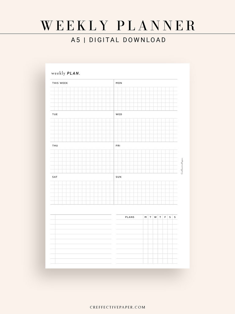 W122 | Weekly Planner, WO1P – CreffectivePaper