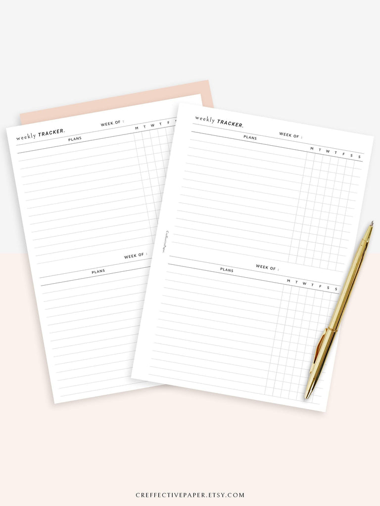 T118 | Weekly Habit and Goal Tracker – CreffectivePaper