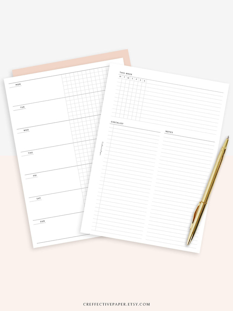 W110 | Week on 2 Pages, Weekly Planner & Tracker & Checklist ...