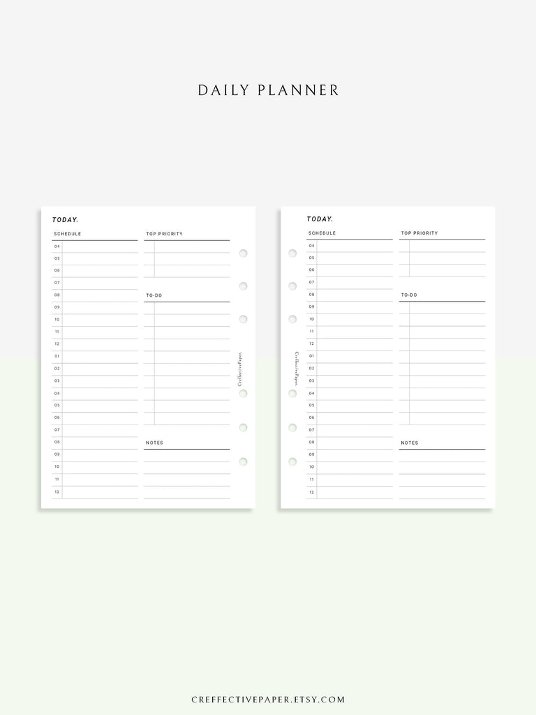 D107 | Printable Daily Schedule Planner Inserts Template ...