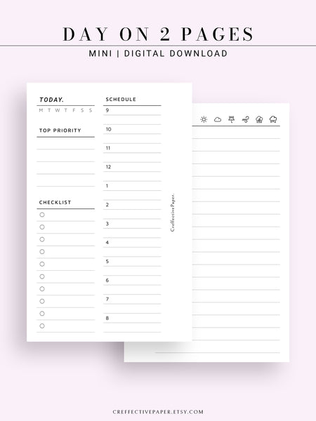 D109 | Daily Schedule Planner & Journal Printable Template, DO2P ...