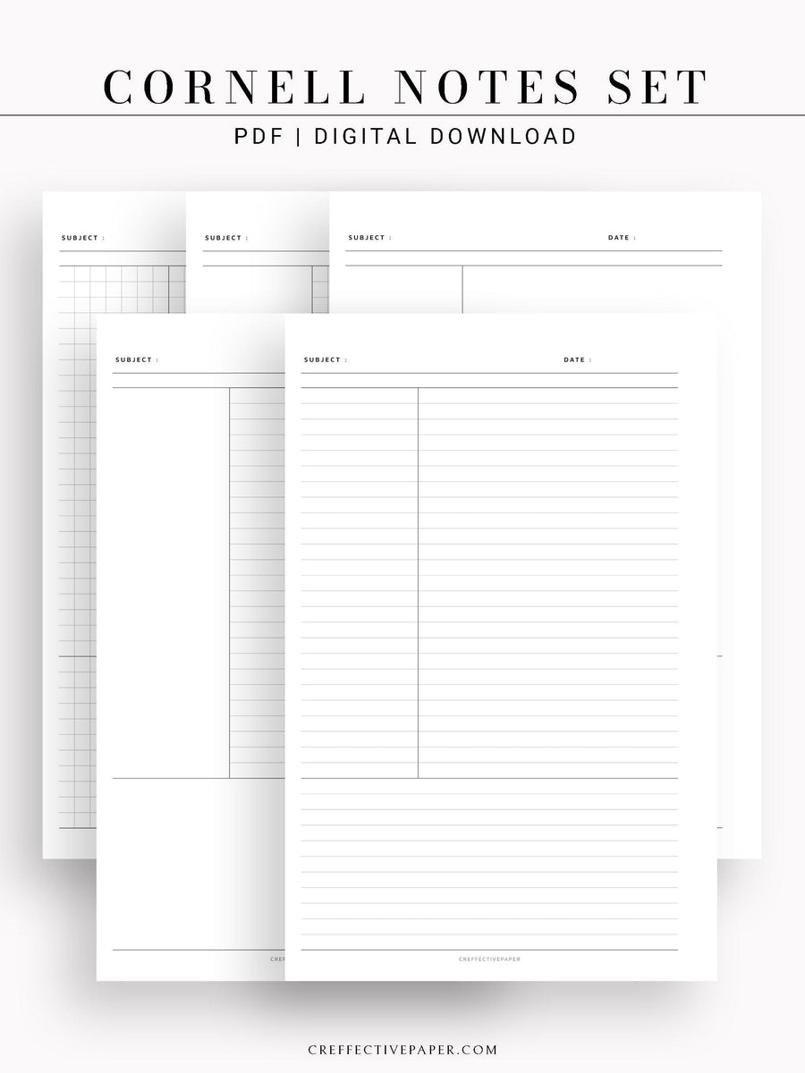 N104 | Cornell Notes Template Bundle – CreffectivePaper