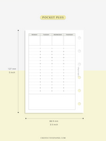 W120 | Basic Weekly Schedule Planner, Week on Two Pages