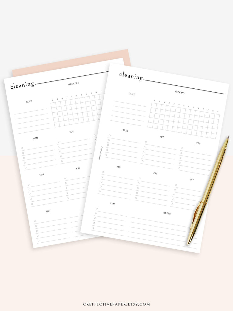 T115 | Cleaning Checklist Tracker Template – CreffectivePaper