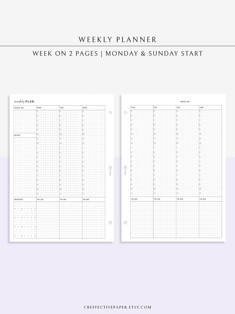 W102_V | Weekly Schedule Planner WO2P – CreffectivePaper