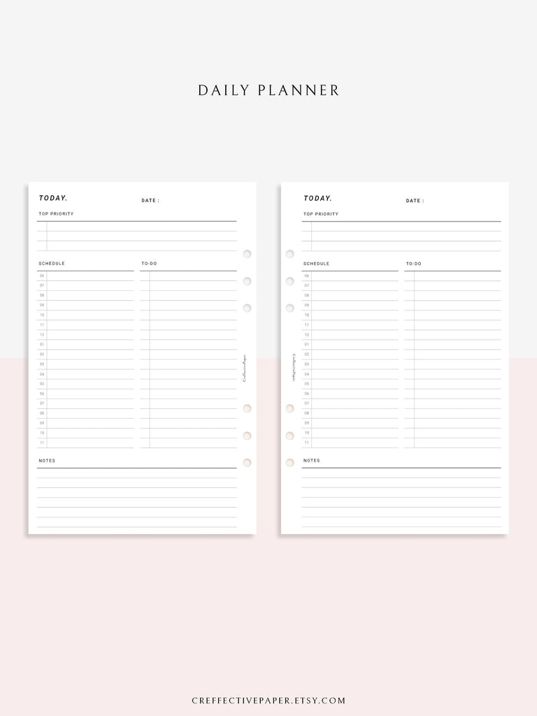 D107 | Printable Daily Schedule Planner Inserts Template – CreffectivePaper