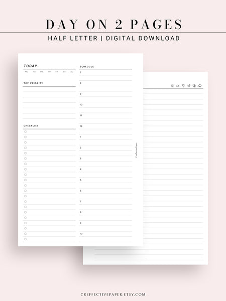 D109 | Daily Schedule Planner & Journal Printable Template, DO2P ...