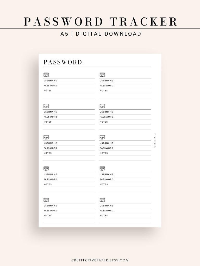 T119 | Website Login Password Tracker – CreffectivePaper