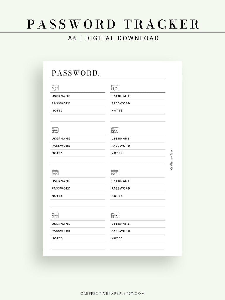 T119 | Website Login Password Tracker – CreffectivePaper
